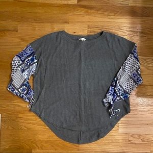 Gray Patterned Sleeve Top